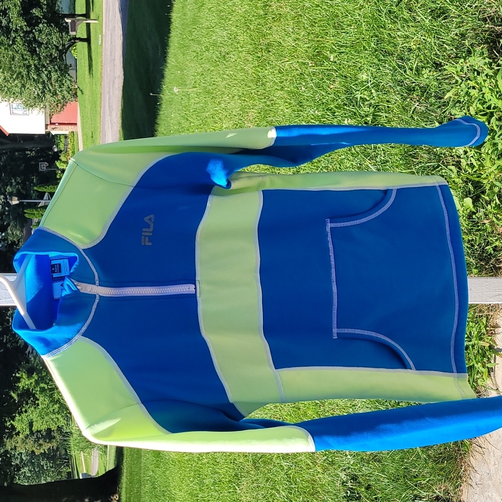 Fila Sport Youth Small neon blue green sporty athletic lightweight pull over